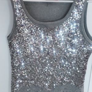 Grey Sequin Tank Top